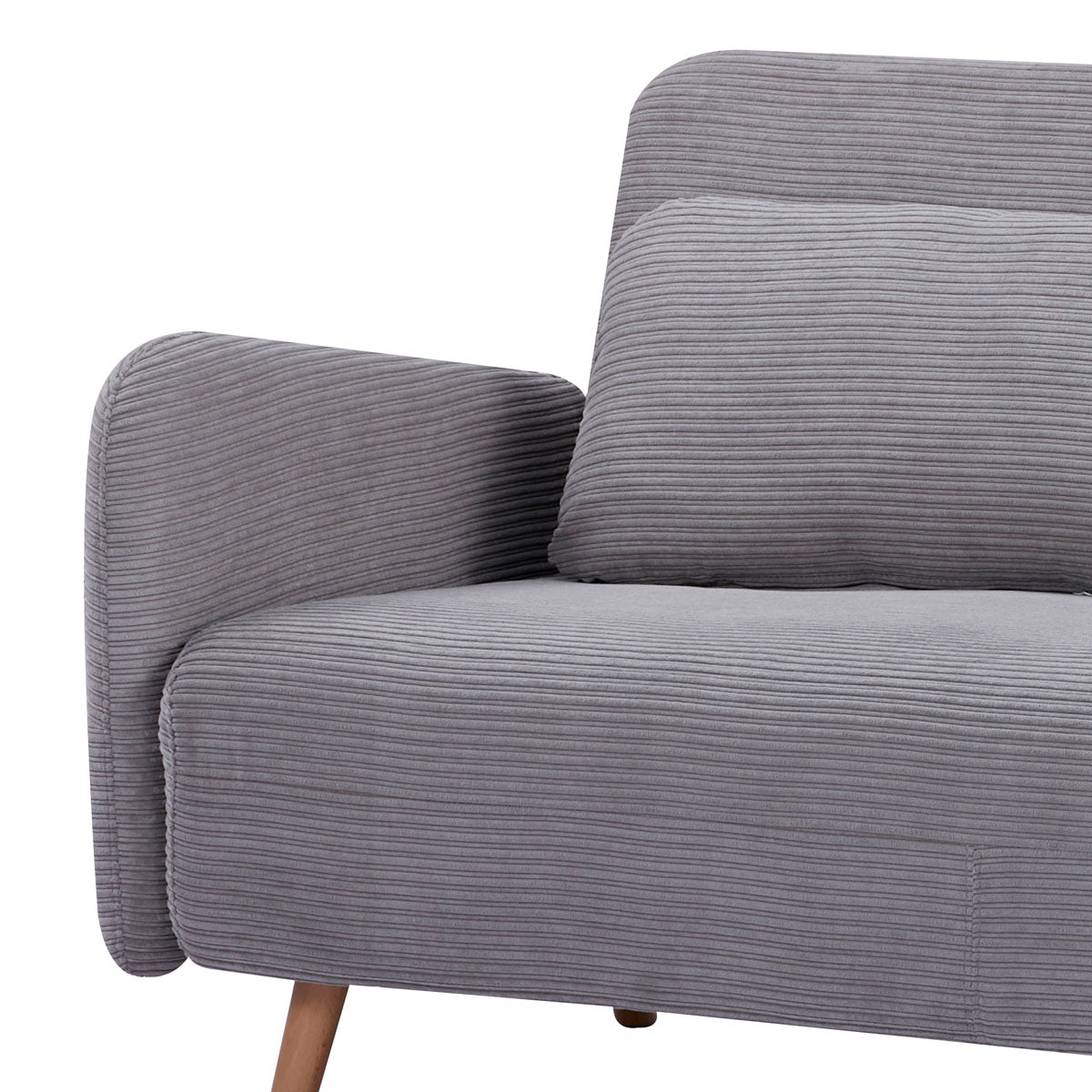 Détail de l'assise du canapé-lit BZ ARI en finition velours côtelé