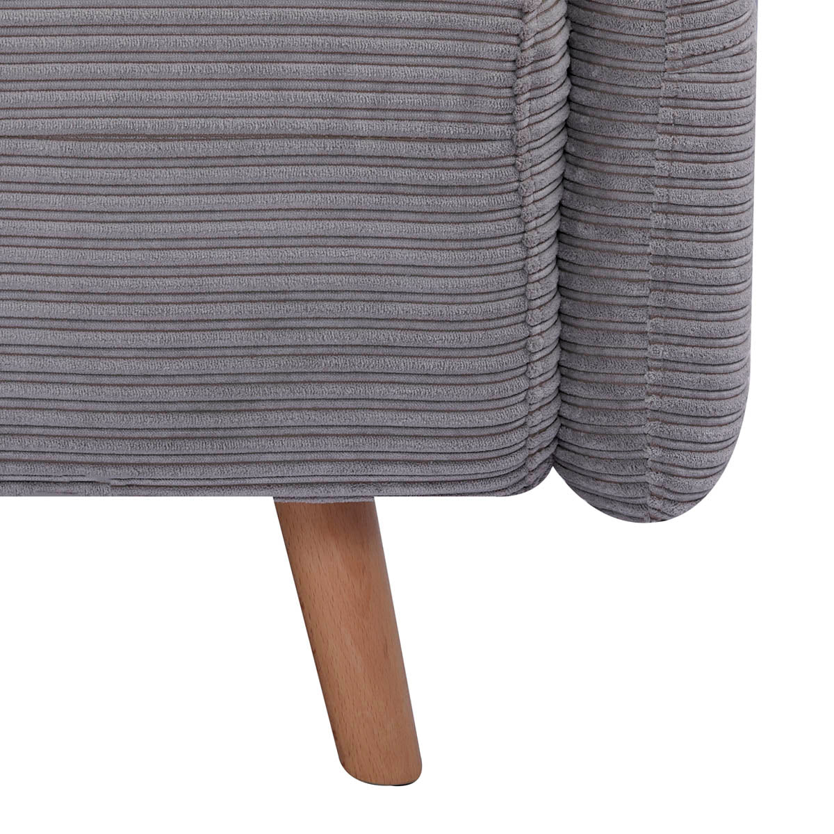 Détail du pied du canapé-lit BZ ARI en finition velours côtelé