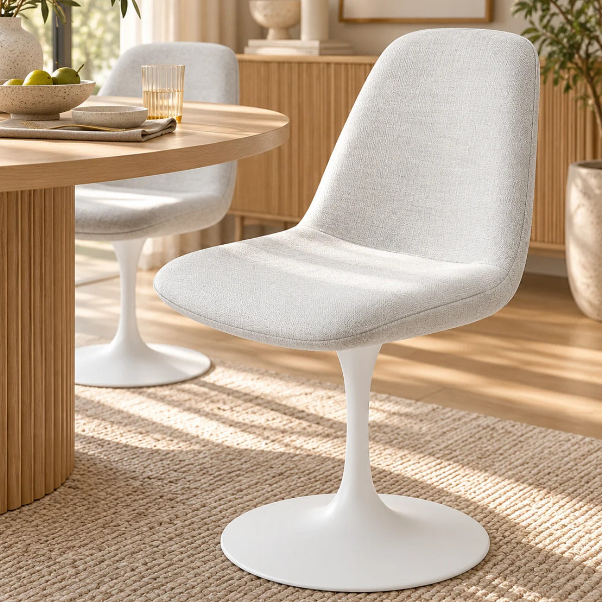 Vue lifestyle chaise LORA gris blanche