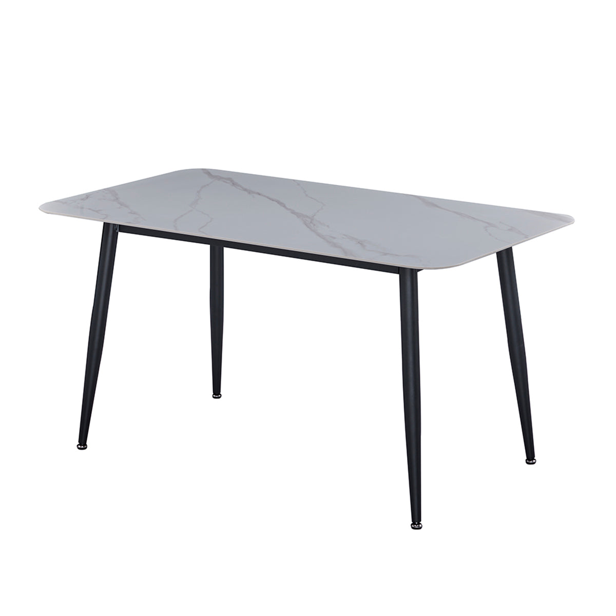 Table à manger rectangulaire 4 - 6 places dimensions 140 x 80 cm en finition stratifié aspect marbre blanc - DIVA
