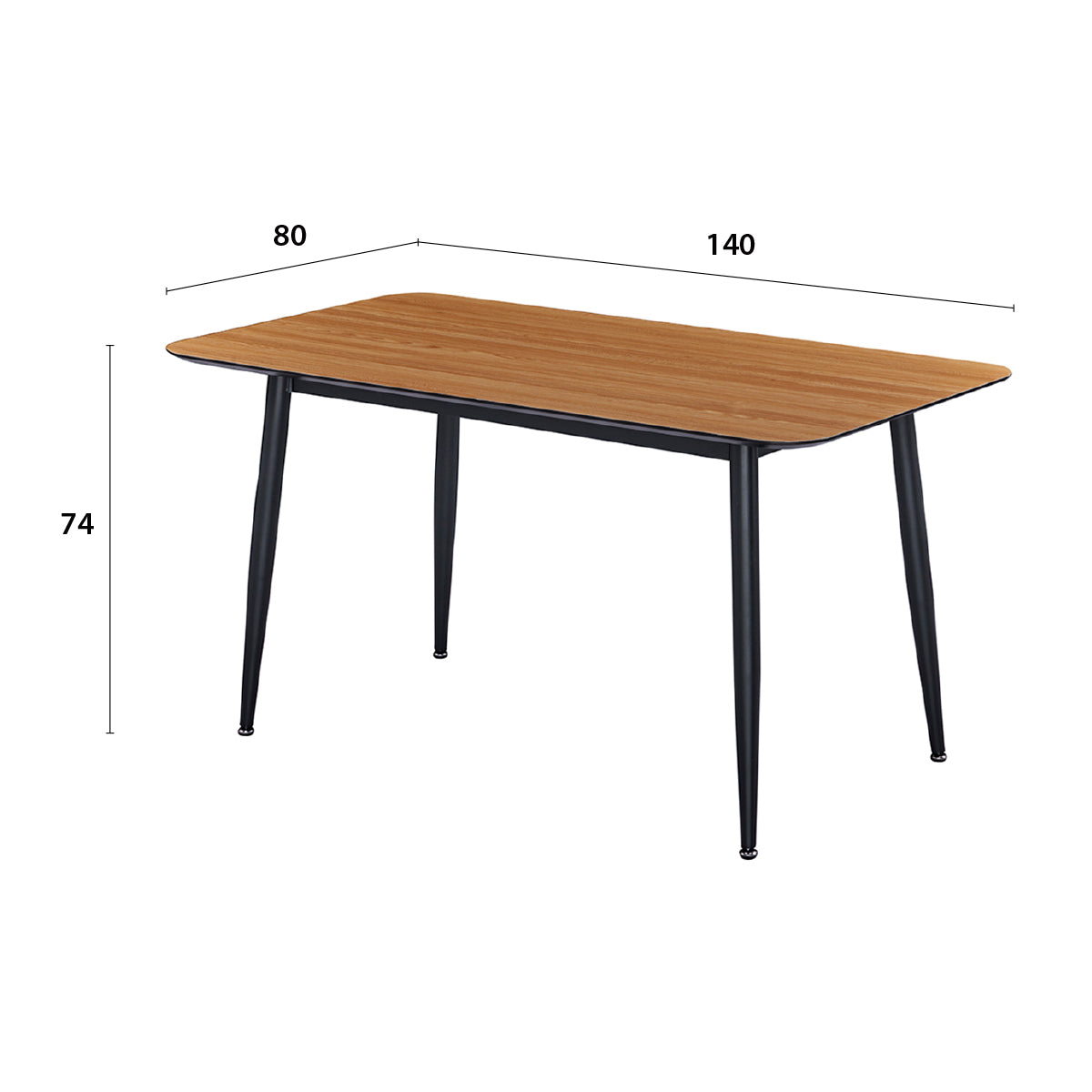 Table à manger rectangulaire 4 - 6 places dimensions 140 x 80 cm en finition mélaminé imitation chêne - DIVA