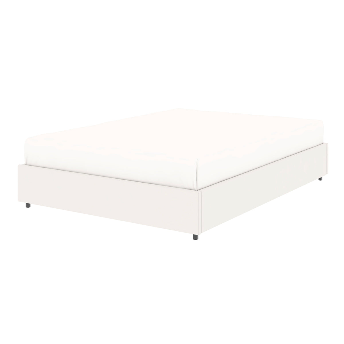 Lit adulte avec coffre de rangement en finition PU blanche – couchage 140x190 cm - sommier inclus - LANCE