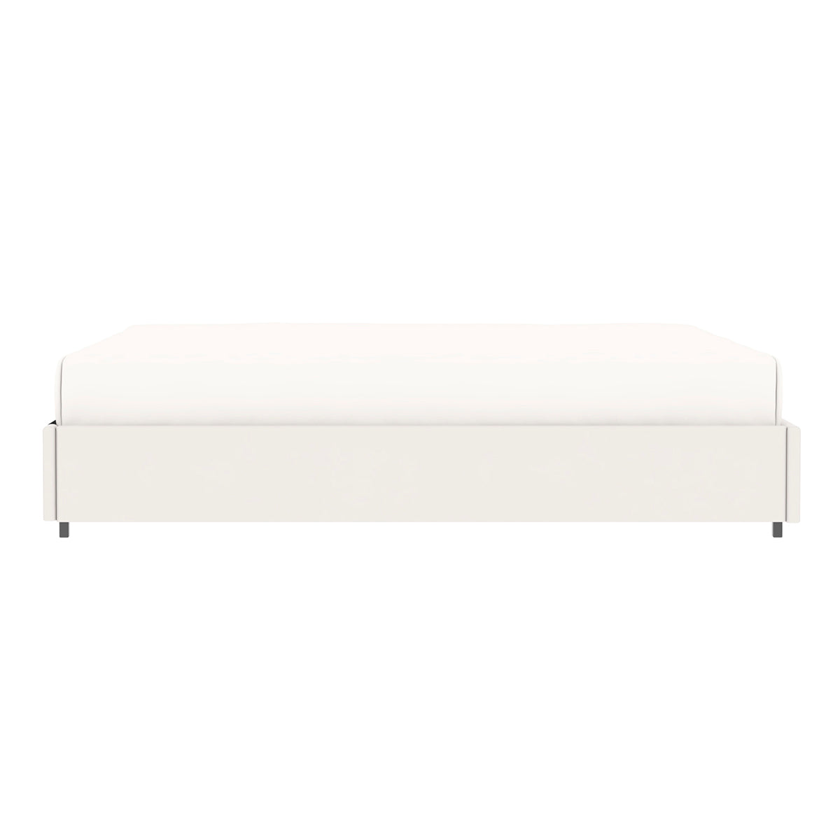 Lit adulte avec coffre de rangement en finition PU blanche – couchage 140x190 cm - sommier inclus - LANCE