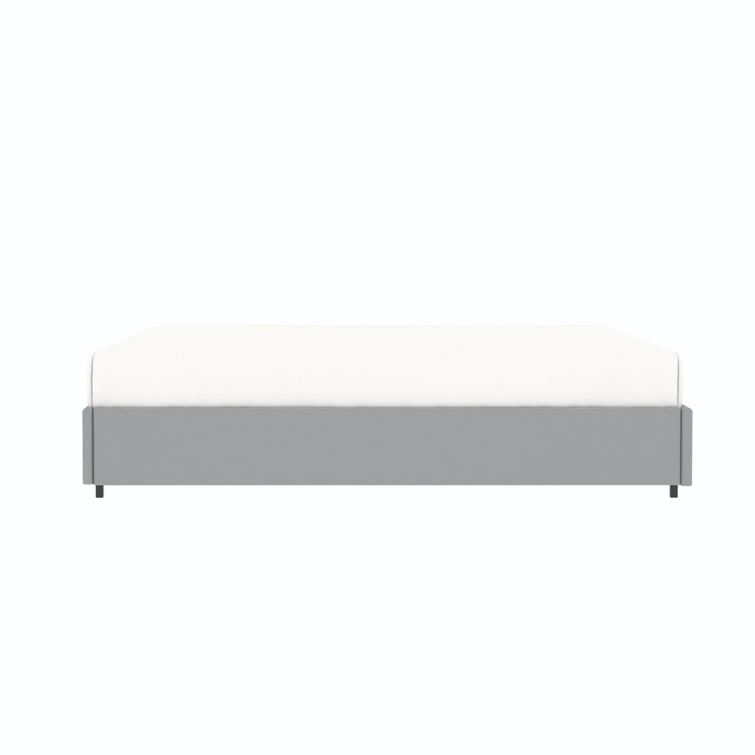 Vue de côté du lit coffre plateforme 160x200 cm velours gris LANCE avec matelas (non fourni)