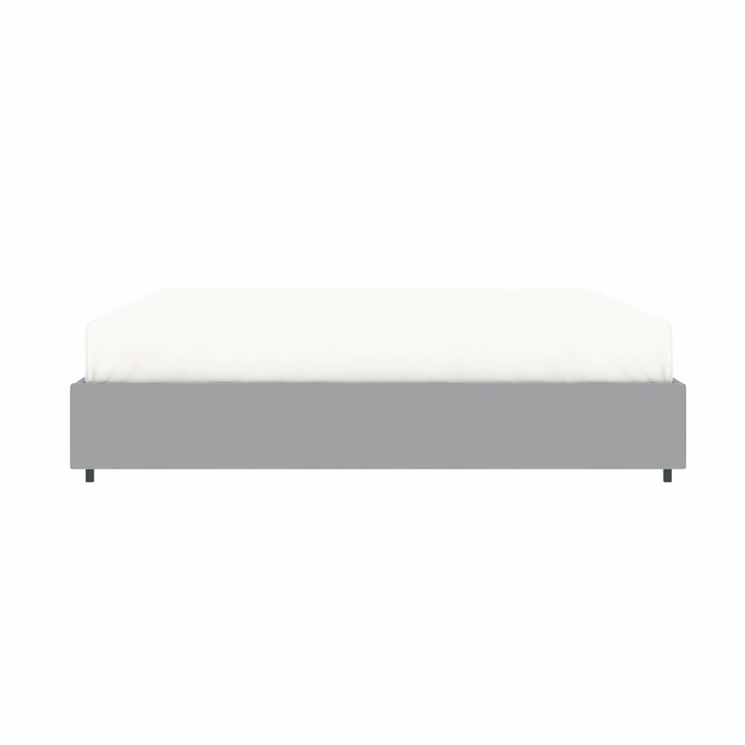 Vue de côté du lit coffre plateforme 180x200 cm velours gris LANCE avec matelas (non fourni)