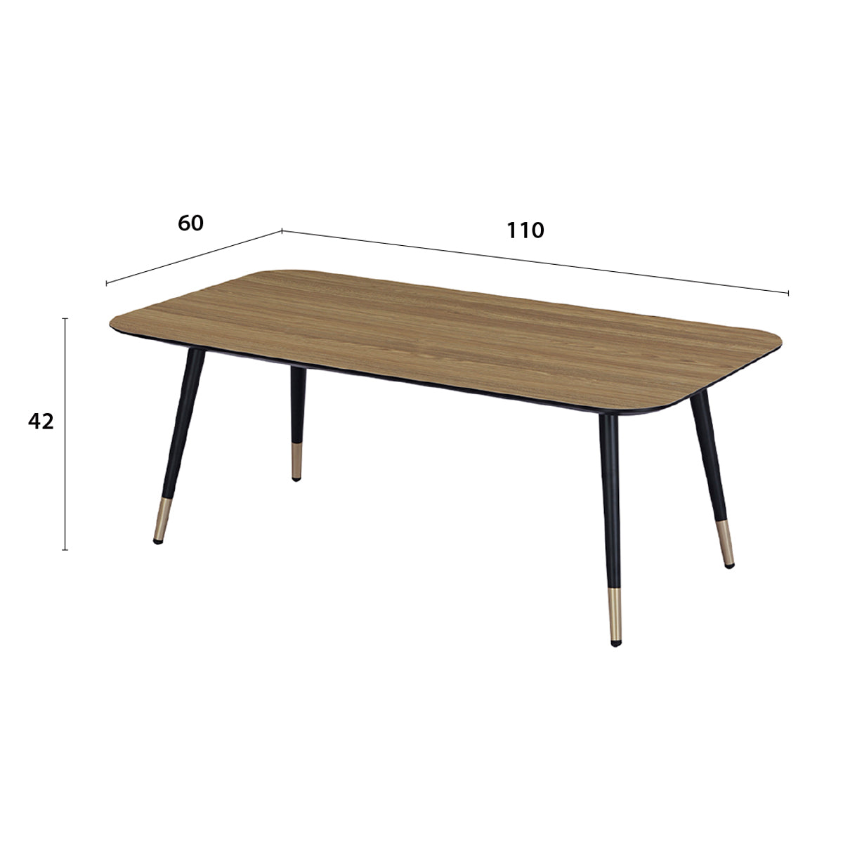 Table basse rectangulaire dimensions 110 x 60 cm en finition mélaminé imitation chêne - MATIS