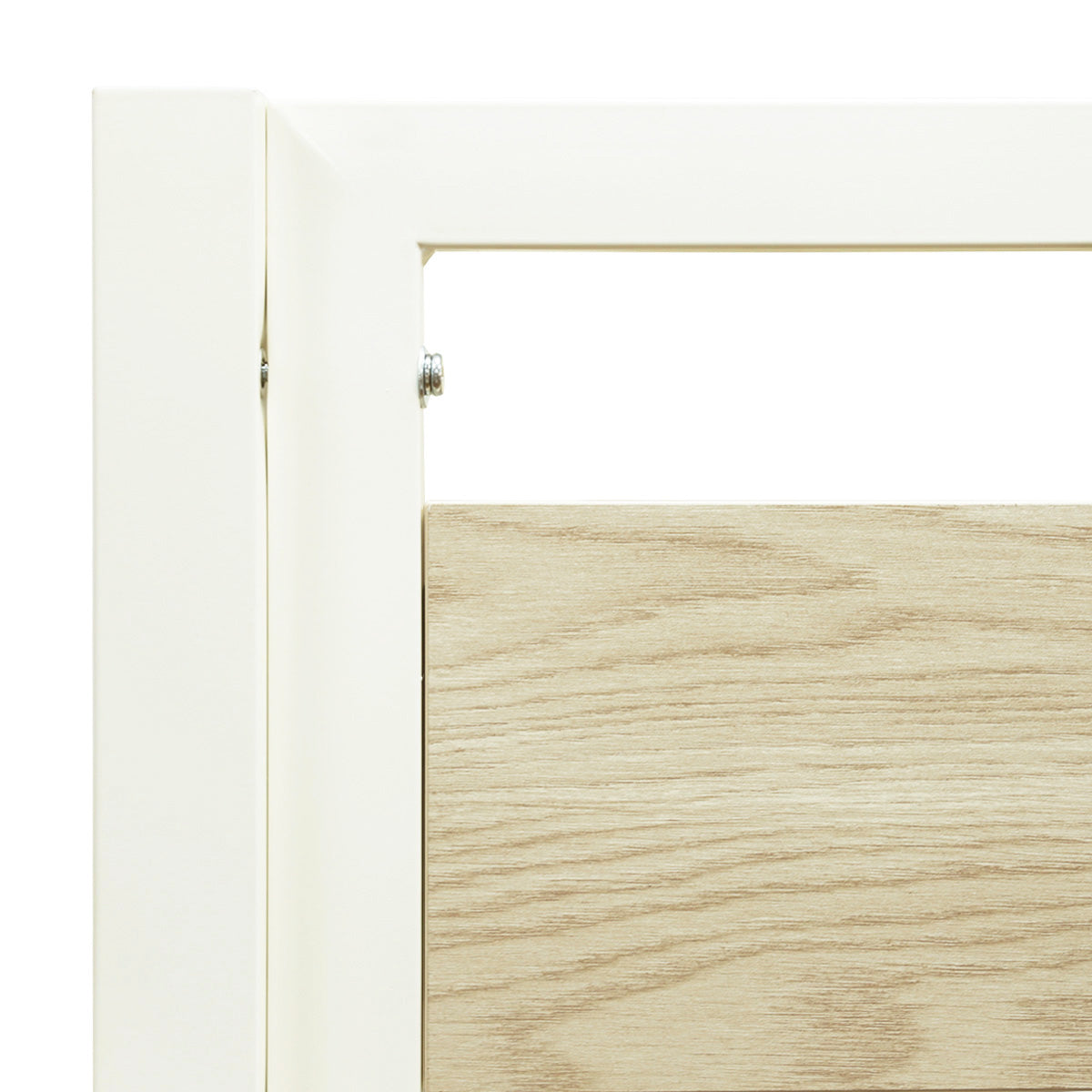 Lit mezzanine avec sommier et escalier en métal finition epoxy blanche et mélamine imitation chêne - couchage 140 x 190 cm - MONTANA