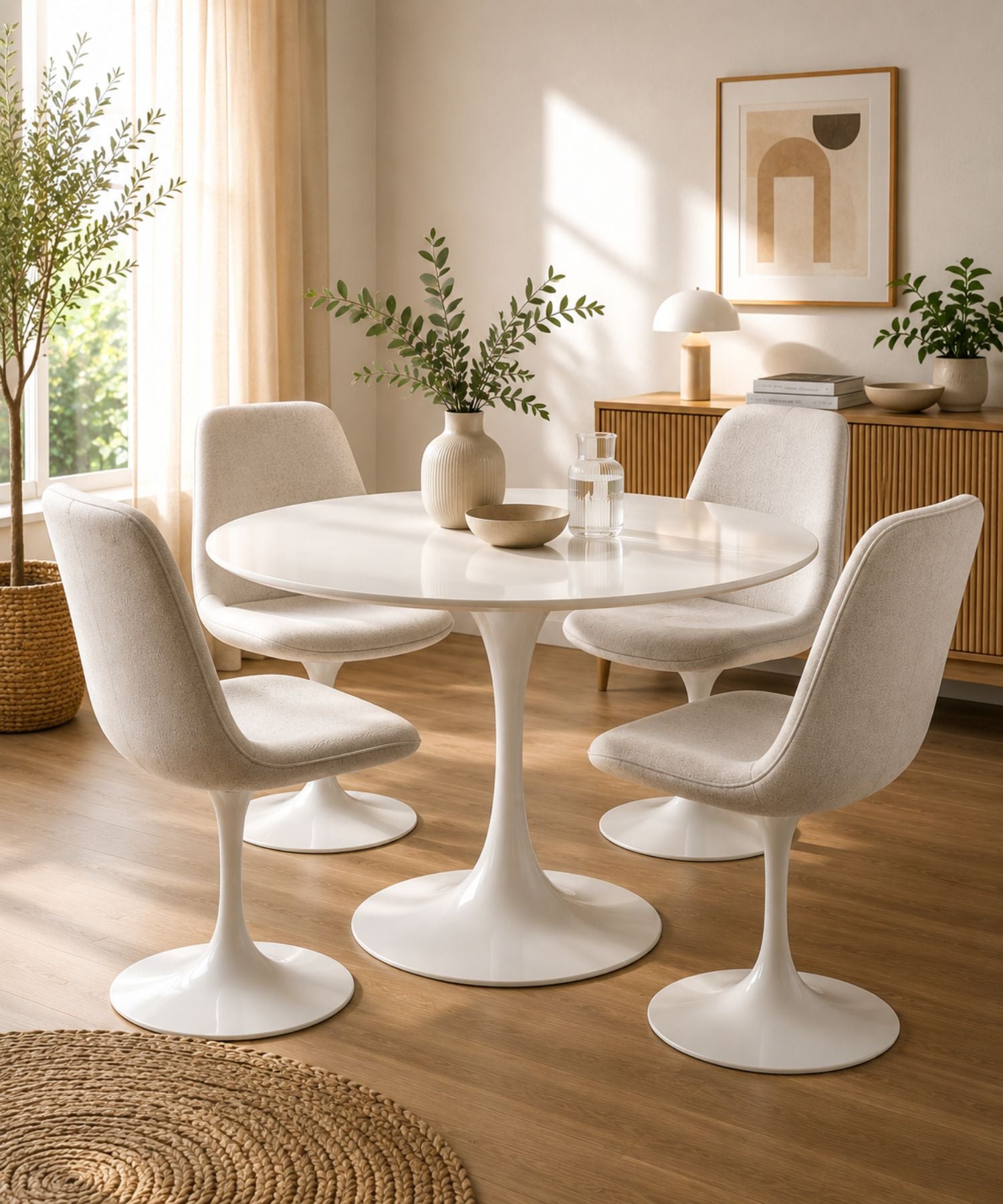 photo page d'accueil table TULIPS + chaises LAURA